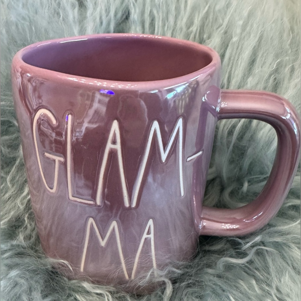 RAE DUNN MOTHERS DAY PINK IRIDESCENT GRANDMA COFFEE MUG “GLAM-MA” NEW